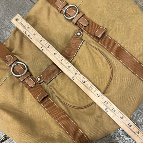 Fossil Brown Canvas Leather Crossbody Tote Bag - Picture 4 of 13